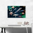 thumbnail image 2 of ARTCANVAS Red White Koi Carp Fish Pond Leaves Lotus Flowers Canvas Art Print - Size: 26" x 18" (0.75" Deep), 2 of 9