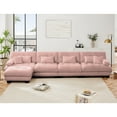 thumbnail image 3 of 166 Inches Modular Sectional Sofa Oversized Sectional Couch, L Shaped Couch Modern Deep Seat Couches for Living Room, Comfy Velvet Cloud Sofa with Ottoman, 4 Seater Sofas for Living Room, 3 of 8