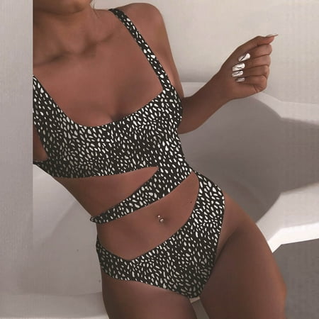 

Finelylove Womens High Waisted Swimsuits Tummy Concealing Sport Bra Style High Waist Gray S