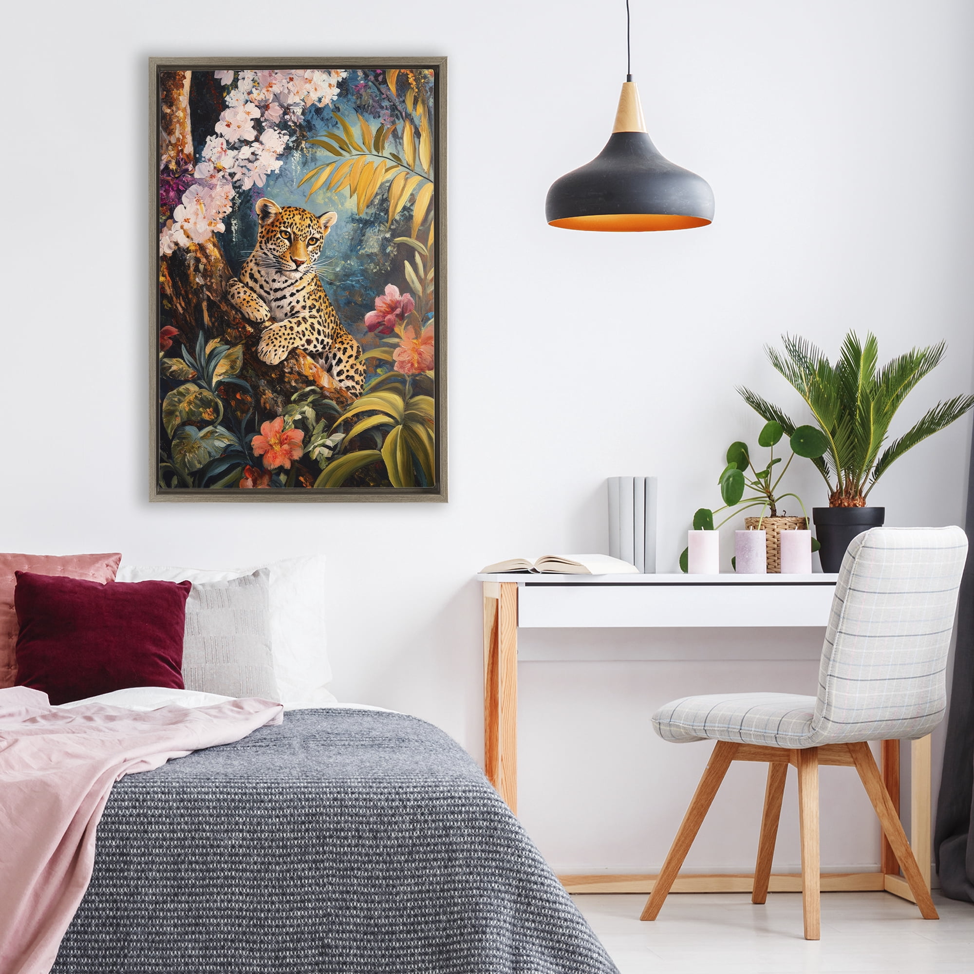 Stupell Industries On The Wild Side Botanicals Brown Framed Floater Canvas Wall Art, design by Petal Prints Design