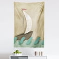 thumbnail image 1 of Ocean Tapestry, Sail Boat on Waves with Seagulls Nautical Theme for Ocean Lovers Print, Fabric Wall Hanging Decor for Bedroom Living Room Dorm, 5 Sizes, Seafoam Sand Brown White, by Ambesonne, 1 of 1