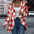 thumbnail image 5 of SEROYE Women's Plaid Cardigan Sweaters Open Front Long Sleeve Jacket Lightweight Loose Layering Coat Holiday Wear (XL, Red), 5 of 8