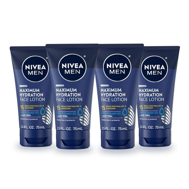 Loción facial Nivea Men Maximum Hydration SPF 15 75 ml, paquete de 4