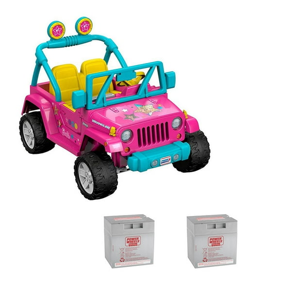 Power Wheels Barbie Jeep Wrangle & (2) 12 Volt Rechargable Replacement  Batteries 