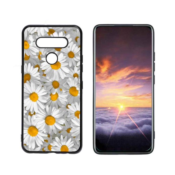 Compatible with LG Q51 Phone Case, Daisies 96 Case Men Women, Flexible Silicone Shockproof Case for LG Q51