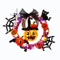 thumbnail image 2 of WWC Halloween Wreath, Orange LED Pumpkin and Witch Wreath, Gothic Halloween Decorations Wreath for Front Door, Indoor Outdoor Party Decor, 2 of 6