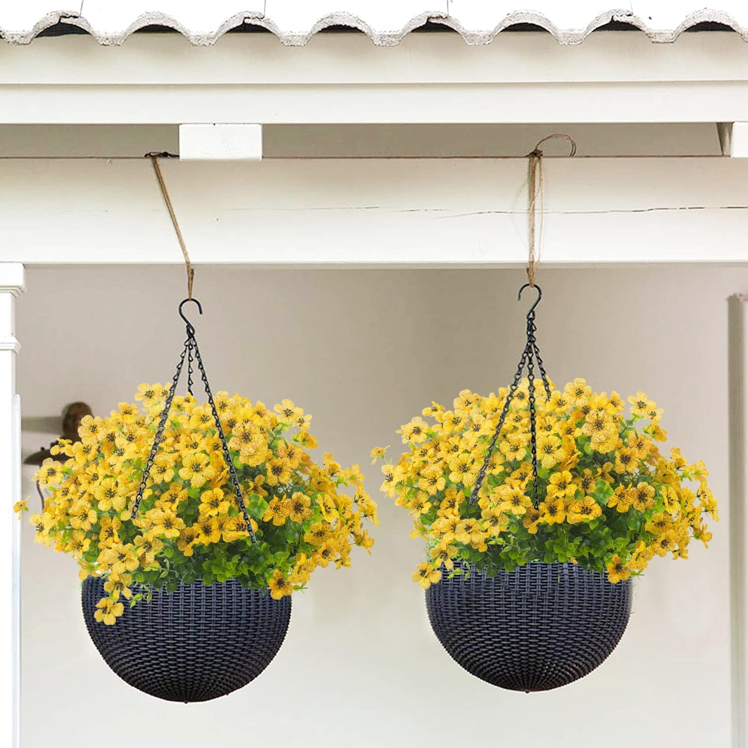 MAMOWEAR violets Artificial Flowers for Outdoor UV Resistant Faux Flowers No Fade Fake Plastic Plants Garden Porch Window Box Decorating