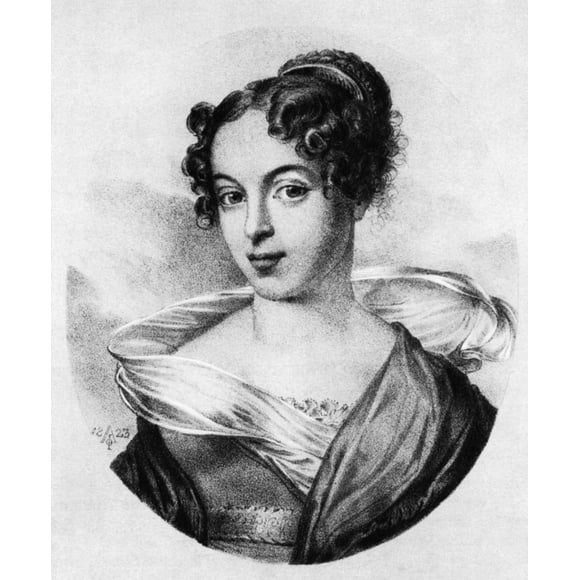 Caroline Unger-Sabatier /N(1803-1877). Austro-Hongrois Contralto. Lithographie de Ferdinand Von L Tgendorf, C1823. Affiche Imprimée de (18 x 24)