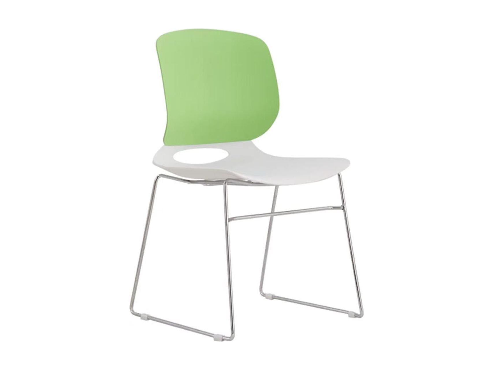 Modern Stackable Chair Set of 4, With Color Combination Of White And Green, Polypropylene Seats And Fiberglass Reinforced Backs, Dimensions 18.9 x 19.7 x 34.45 Inches