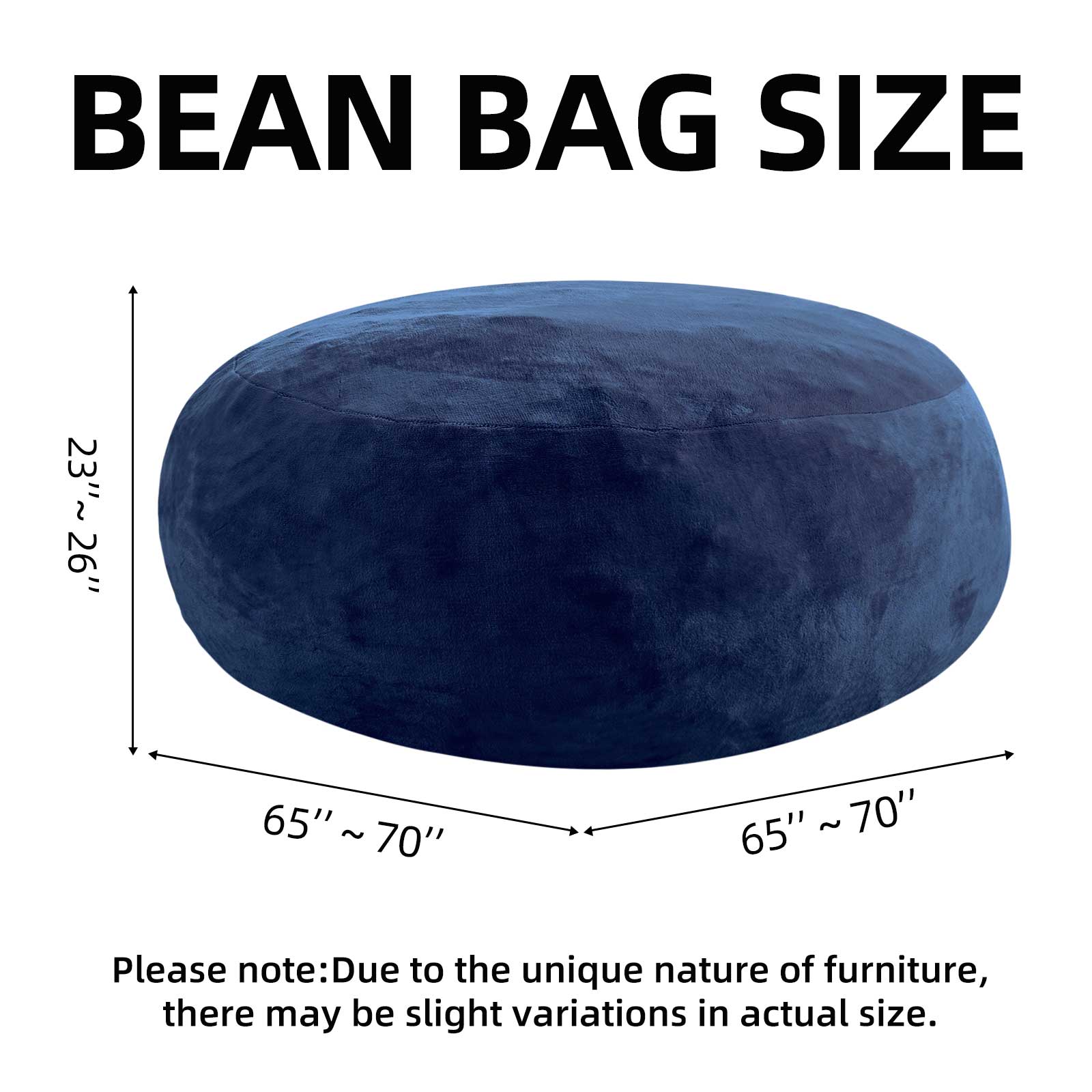 Bean Bag Chair 6FT,  Large Memory Foam Filled Chair for Adults and Teens, Soft Sofa with Removable Flannel Cover, Round Couch for Living Room Bedroom College Dorm