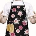 thumbnail image 2 of Pioneer Flower Floral Print Pattern Cotton Linen Apron with Pockets, Waterproof Adjustable, 33x27 Inch for Kitchen, Gardening, BBQ, Salon, 2 of 6
