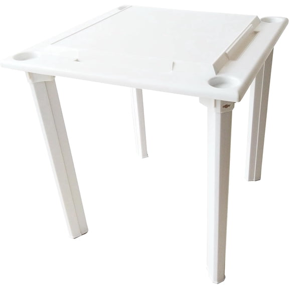 Bene Casa 4-Player Game Table with Built-In Racks and Drink Holders, White