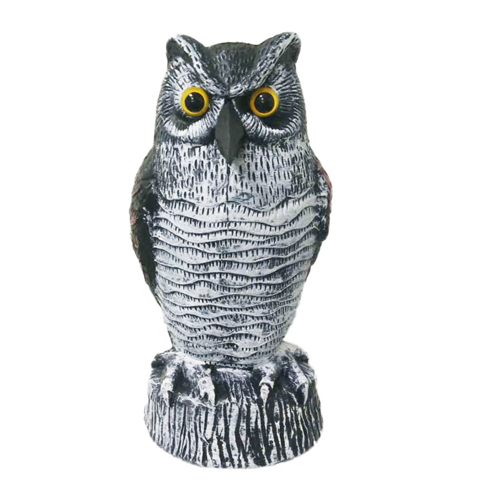 Owl Decoy to Scare Birds Away with Rotating Head/Eyes,Garden Owl for Bird Control,Owl Scarecrow
