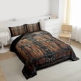 thumbnail image 3 of Homewish Rustic Farmhouse Cabin 3 Pieces Queen Comforter Set for Teens Adults,Old Barn Door Ultra Soft Bedding Sets,Black Brown Bedding Comforter Set Breathable,Lightweight Room Decor,Reversible, 3 of 8