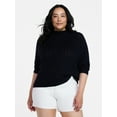 thumbnail image 2 of Time and Tru Women's Pointelle Mock Neck Pullover Sweater with Long Sleeves, Lightweight, Sizes XS-XXXL, 2 of 6