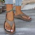 thumbnail image 5 of Rokment Ortho Flip Flops for Women Lightweight Waterproof Bathroom Shower Slippers Beach Summer Swim Pool Non Slip Walking Slip on Slides Water Sandals Khaki Size 7, 5 of 7