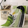 thumbnail image 4 of Fleece Blanket Mid Century Boho Green Color Block Blankets, Soft Cozy Warm Flannel Throw Blanket, Vintage Abstract Plant Blanket for Bed Couch Sofa,30x40In, 4 of 9