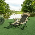 thumbnail image 4 of Gymax Chaise Longue de Camping Inclinable Réglable avec Repose-Pieds Amovible Kaki, 4 of 10