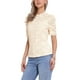 thumbnail image 4 of INSPIRAR CHIC Blusa de Encaje Floral con Cuello Alto y Mangas Cortas Abullonadas Elegante Talla S Albaricoque, 4 of 6
