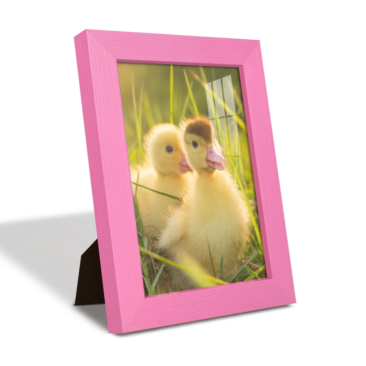 Grooved 5 in. x 7 in. Pink Picture Frame Set (Set of 4)