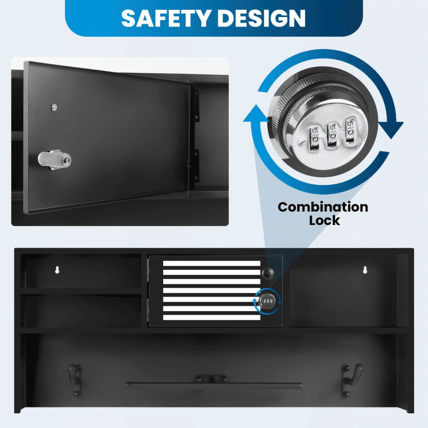​Heavy-Duty Police Equipment Hanger, Wall Mounted Metal Gear Stand with Combination Lock, Rustproof Design for Outdoor Use, Offices, Patrol Cars