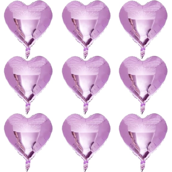 10 Pcs Pearl Purple Heart Shape Foil Mylar Balloons 18 Inch Love Balloons for Valentine's Day Birthday Party Decorations Wedding Engagement Romantic Decor (Pearl Purple)