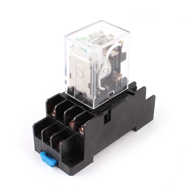 Sourcingmap® Relé de alimentación + Base DC 24V luz LED Verde Bobina 3PDT 11 Patillas