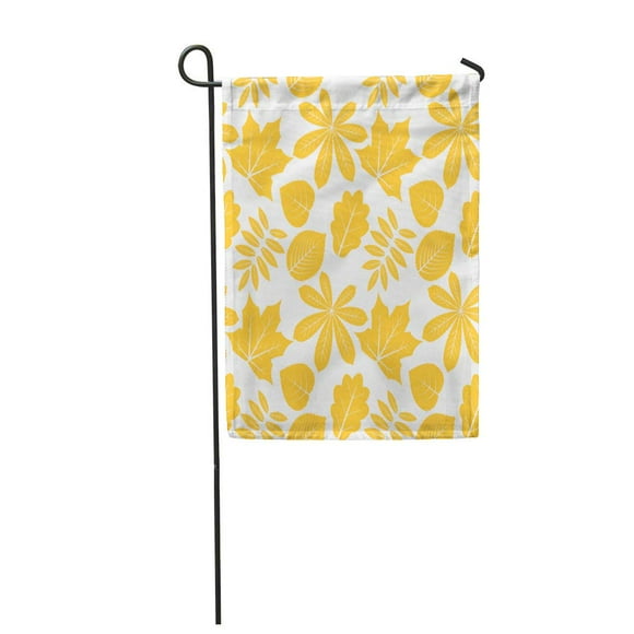 POGLIP Orange Leaf Autumn Outline Leaves of Different Trees Garden Flag Decorative Flag House Banner 12x18 inch
