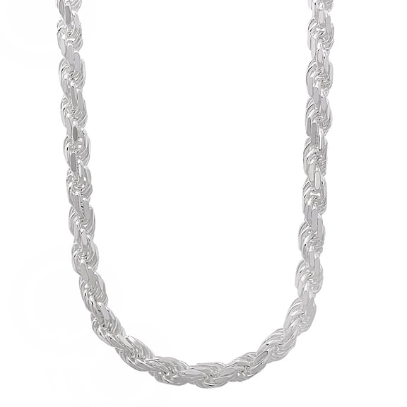 4.8mm Solid .925 Sterling Silver Twisted Rope Chain Necklace, 24 inches