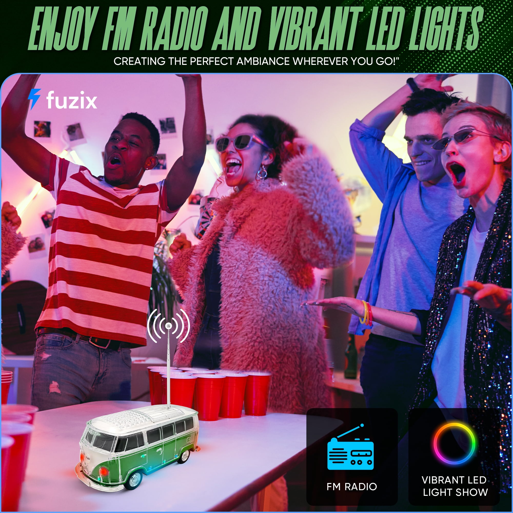 Fuzix WS-267 Car Bluetooth Portable Speaker with LED AUX USB FM Rechargeable