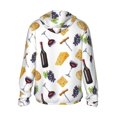 thumbnail image 6 of Sun Protection Shirts For Men/Women, Wine Cheese Grape Print Long Sleeve Fishing Outdoor Shirts, Sun Hoodie Jacket, 6 of 8
