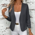 thumbnail image 2 of XPMWRP Women's Solid Color Casual Lightweight Jackets Ruched 3/4 Sleeve Open Front Work Office Blazer Suit Lapel Coat Gray M, 2 of 9