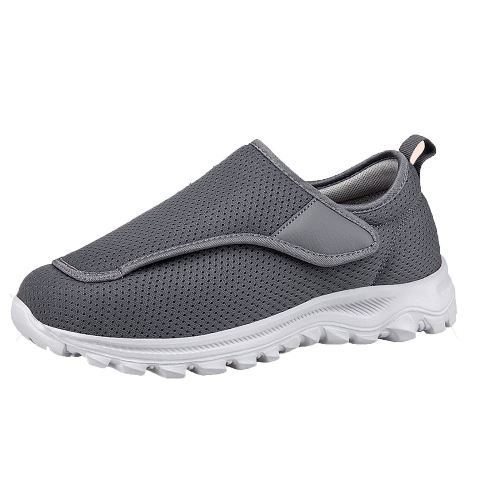 XIMIN Mens Walking Shoes Wide Diabetic Shoes Zero Drop Shoes Adjustable Barefoot Shoes Breathable Wide Width Arthritis Edema Shoes Outdoor Running Footwear (9, Grey)