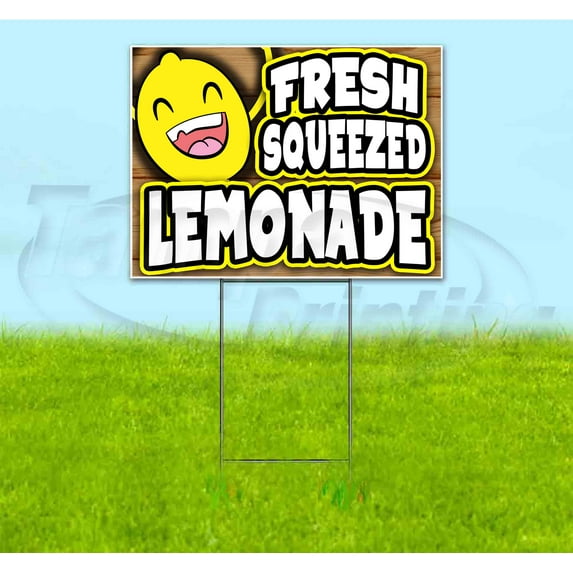Fresh Squeezed Lemonade (18" x 24") Yard Sign, Includes Metal Step Stake
