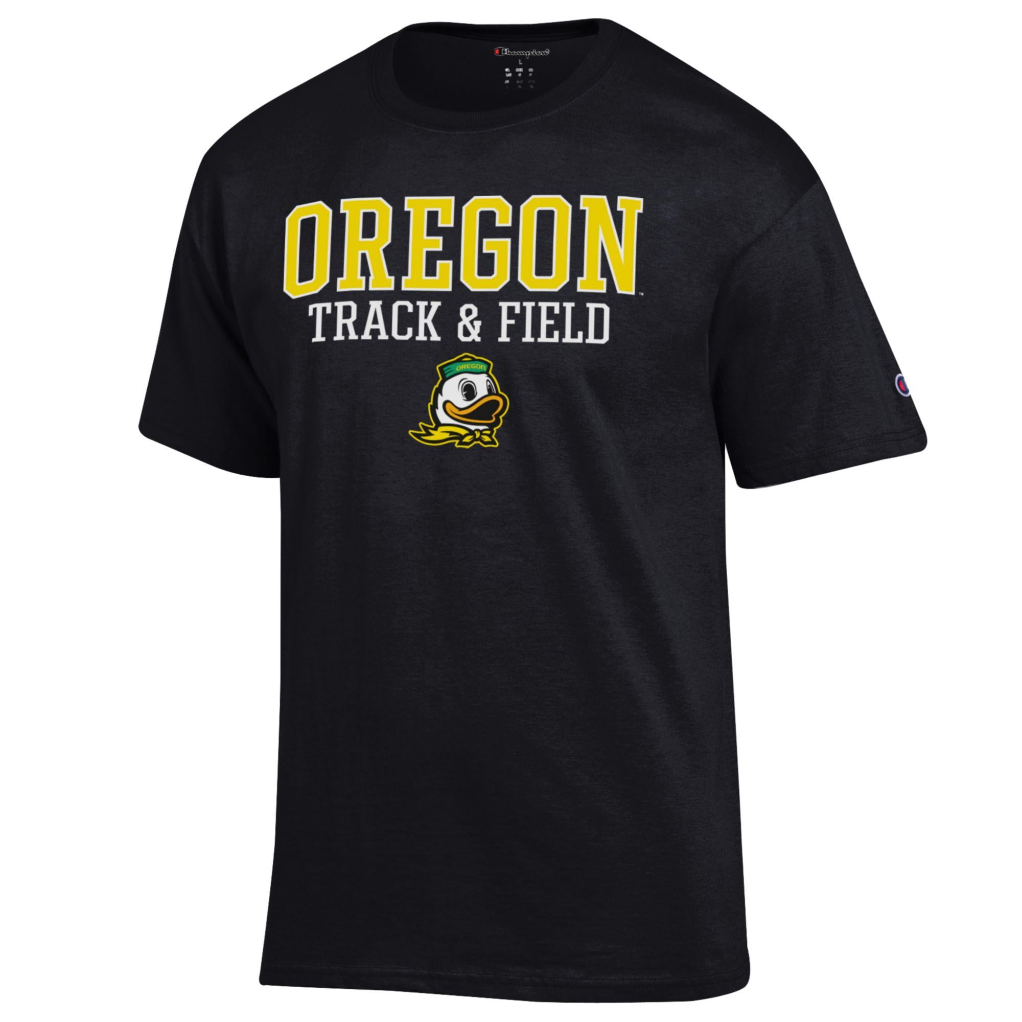Men's Champion  Black Oregon Ducks Track & Field Stack T-Shirt