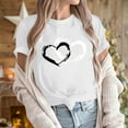 thumbnail image 6 of Enjoytime Valentine's Women's Tops Heart Graphic Round Neck Short Sleeve Shirt Casual Trendy Fashion Plus Size Blouse White XXL, 6 of 7