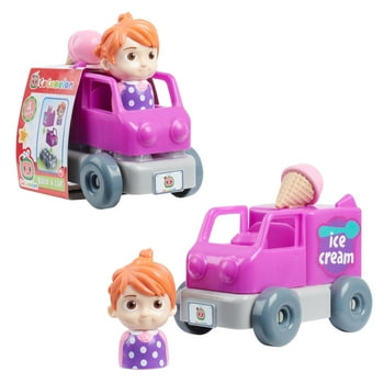 CoComelon Build-A-Vehicle, 4 Piece Set, YoYo in Pink Ice Cream Truck, Officially Licensed Kids Toys for Ages 18 Month, Gifts and Presents