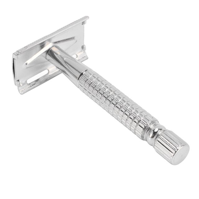 Outil de Rasage Double Face à Long Manche, Outil de Rasage de Sécurité en Métal à Manche Antidérapant pour Hommes Argent, Or