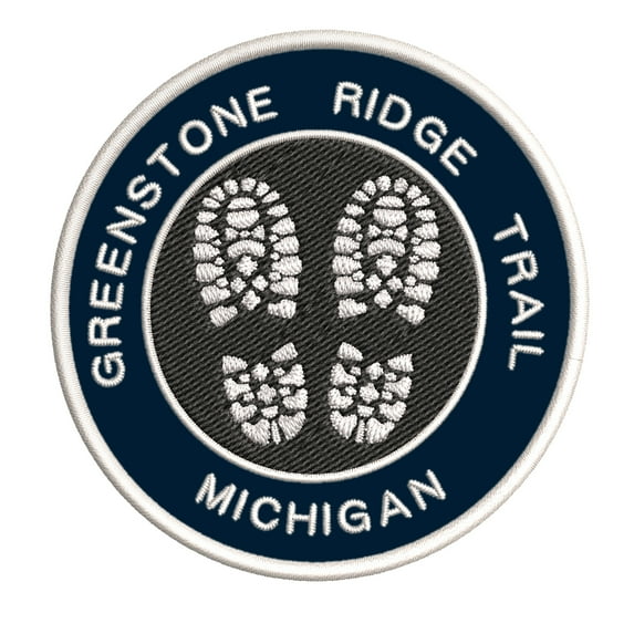 Go Trekking! At Greenstone Ridge Trail, Michigan 3.5 Inch Iron Or Sew On Embroidered Fabric Badge Patch Hiking Trails Iconic Series