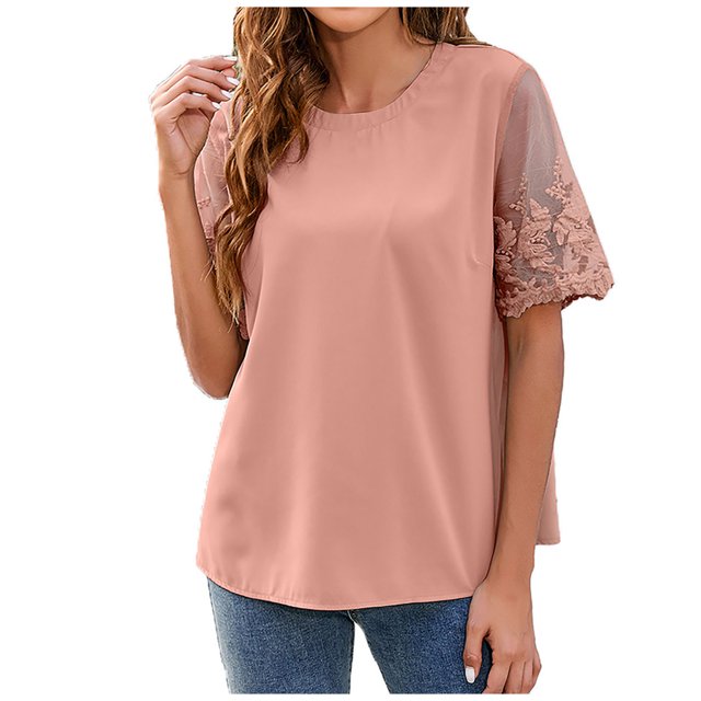 Birdeem Mode Décontractée Printemps et Été Manches Courtes Col Rond Blouses & Chemises