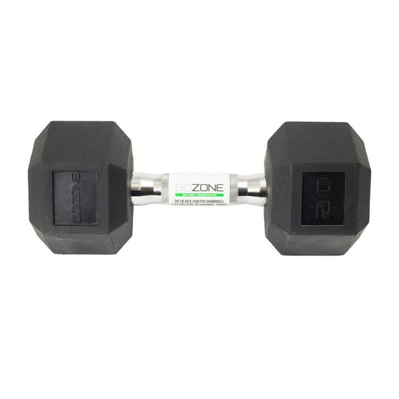 GoZone Rubber-Coated Hex Dumbbell – Black/Chrome