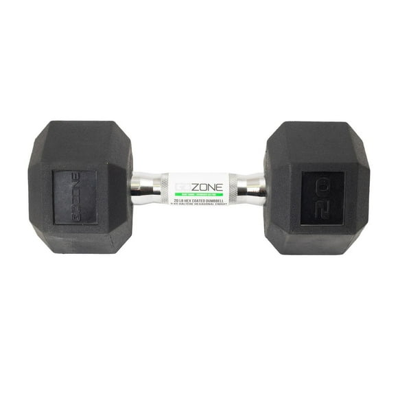 GoZone Rubber-Coated Hex Dumbbell – Black/Chrome