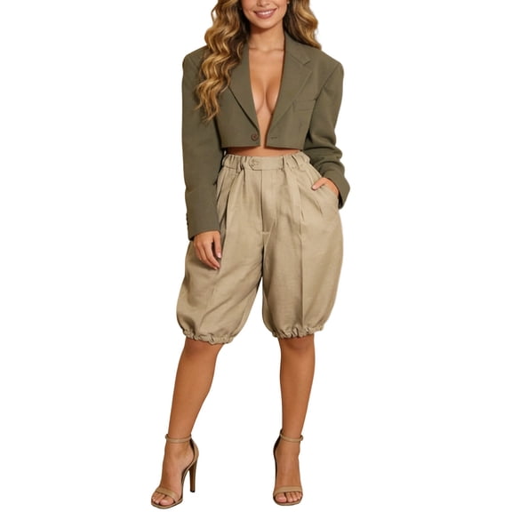 WAYUTE Women's Shorts Trendy Loose Boho Palazzo Shorts Elastic Waisted Baggy Formal Bussiness Durable for Summer Casual Outdoor
