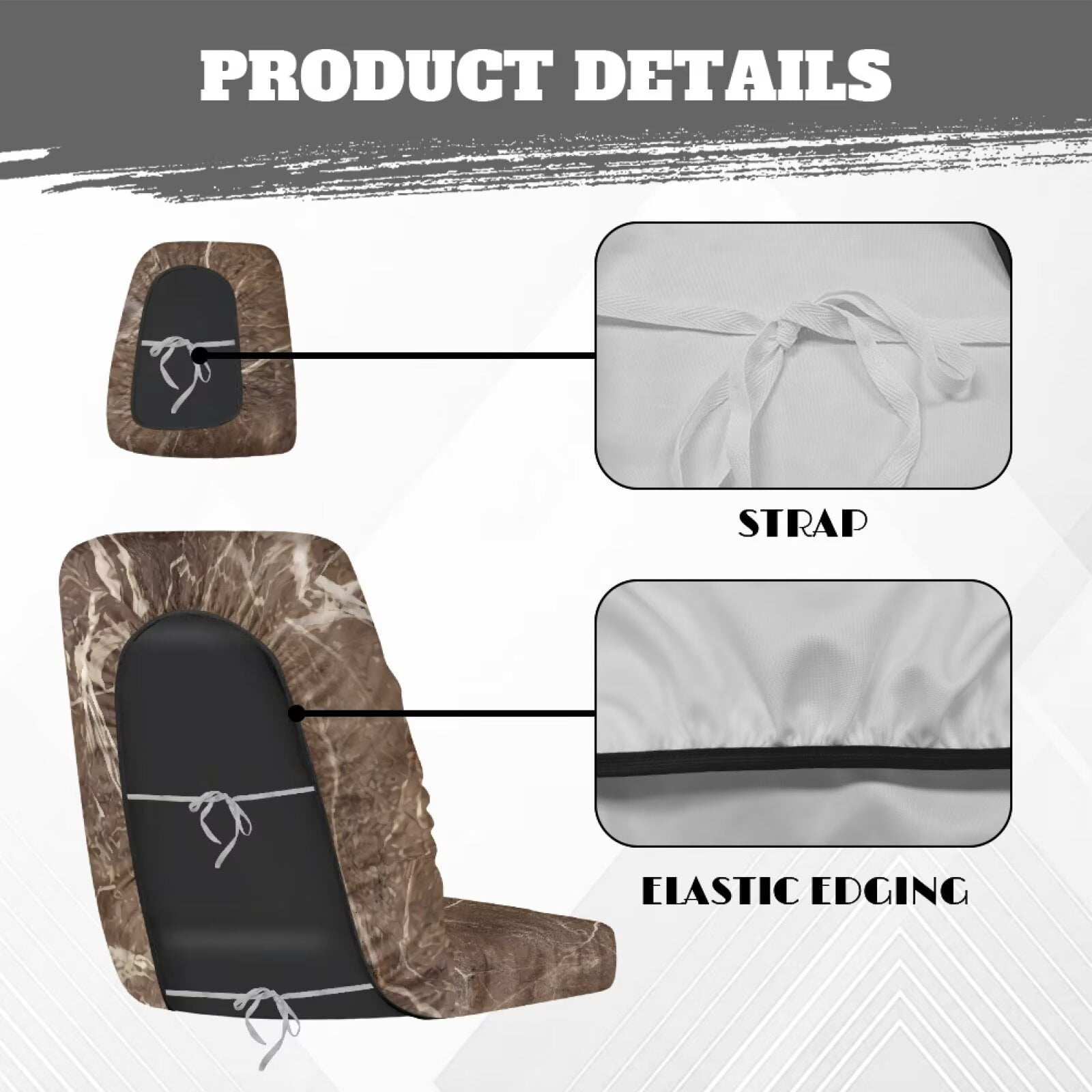 KUIFORTI Brown Camo UTV Seat Covers Seats Cover with Headrest Covers Compatible with Rhino 700 660 450 2004-2021 Waterproof Scratch-resistant Rhino UTV Accessories