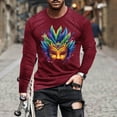 thumbnail image 1 of TIMIFIS Chemises à Manches Longues pour Hommes Mardi Gras Mode Décontractée Carnaval Imprimé Col Rond T-Shirt Léger Pull Tops de Fête, 1 of 5