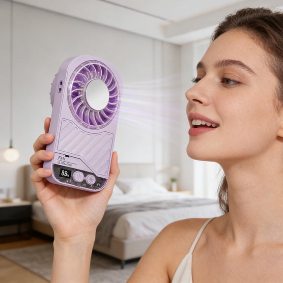 Handheld Portable Neck Fans, High Speedss Hand held Fan with Strong Airflow, Personal Fan for Travel Essentials LCD Digital Display, Ultra Quiet Fans for Travel Essentials