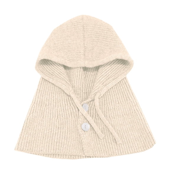 Duoif Neck Warmer, Winter Hat Warm Hat Scarf Integrated Knitted Hat Woolen Hat Scarf for Women Beige M