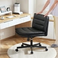 thumbnail image 2 of COMHOMA Armless Office Desk Chair, Criss Cross Swivel Chair with Wheels, Wide Seat Adult Vanity Chair for Home Office , Black, 2 of 7