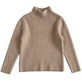 thumbnail image 5 of BRGZLK Girls Mock Neck Sweater Tops Fall Winter Sweet Cute Solid Color Ribbed Knit Long Sleeve Stretch Fit Inner Layer Tees for Outings, Kids Clothes Khaki 3-6 Years, 5 of 7