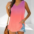 thumbnail image 4 of Women Pullover Tank Tops Lightweight Stretch V-neck Sleeveless Gradient Color Lounge Loose Summer Relaxed Blouse Fitted Cool Wide Strap Trendy Camisole, 4 of 7